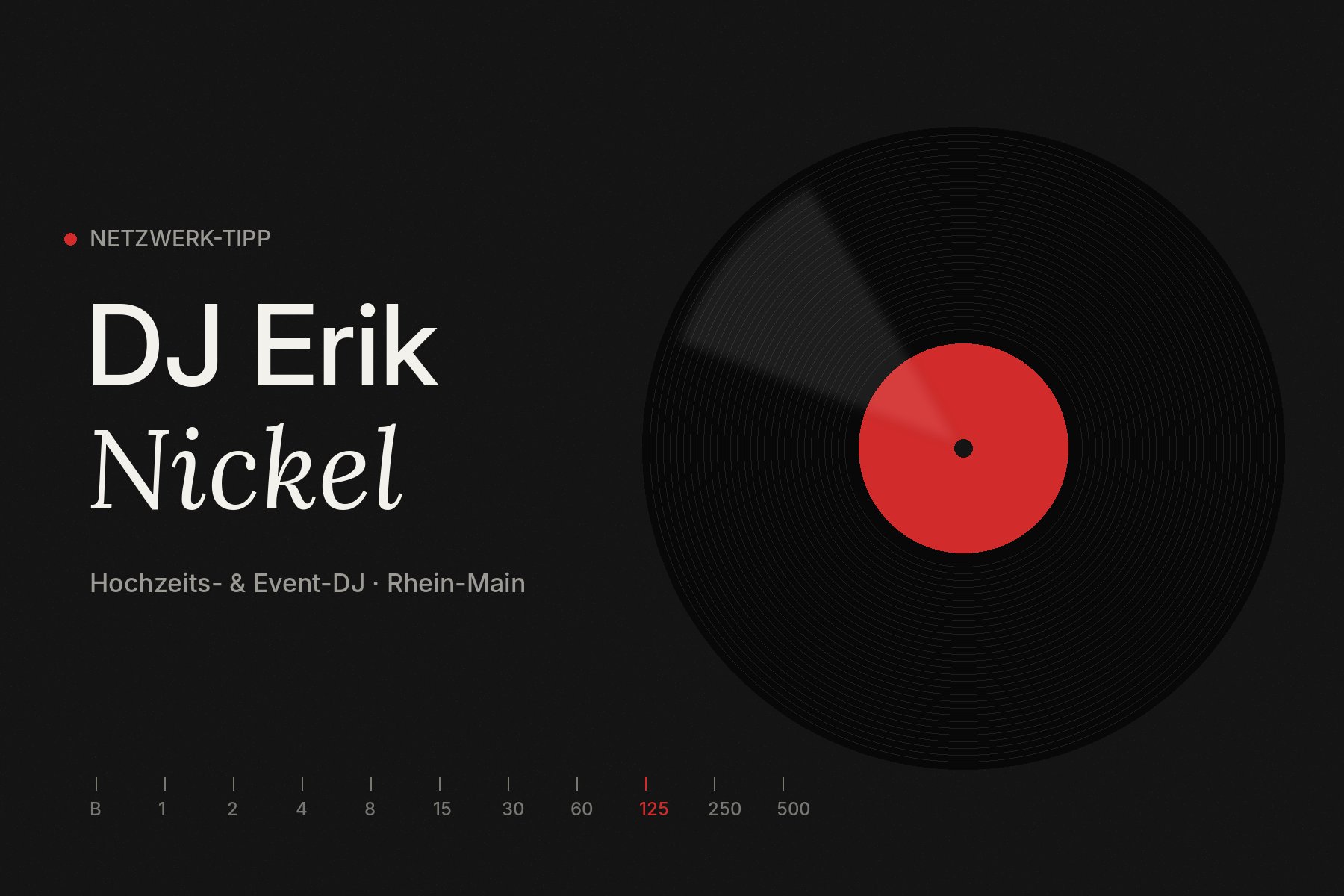 Grafik: Netzwerk-Tipp DJ Erik Nickel, Hochzeits- und Event-DJ im Rhein-Main-Gebiet